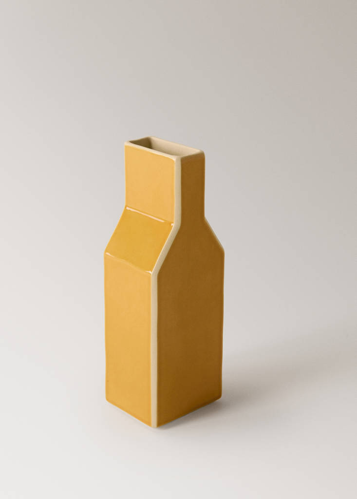 Medium contrast colour stoneware vase — Mustard