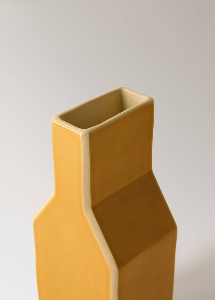 Medium contrast colour stoneware vase — Mustard