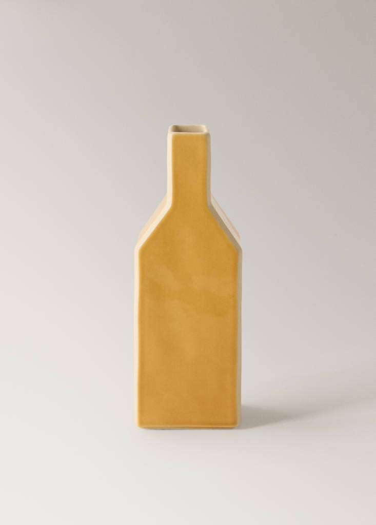 Medium contrast colour stoneware vase — Mustard