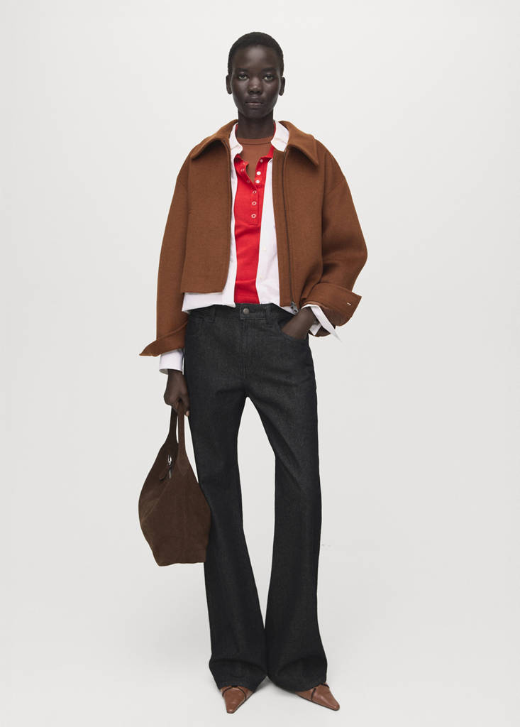 Wool jacket with shirt collar — Medium Brown