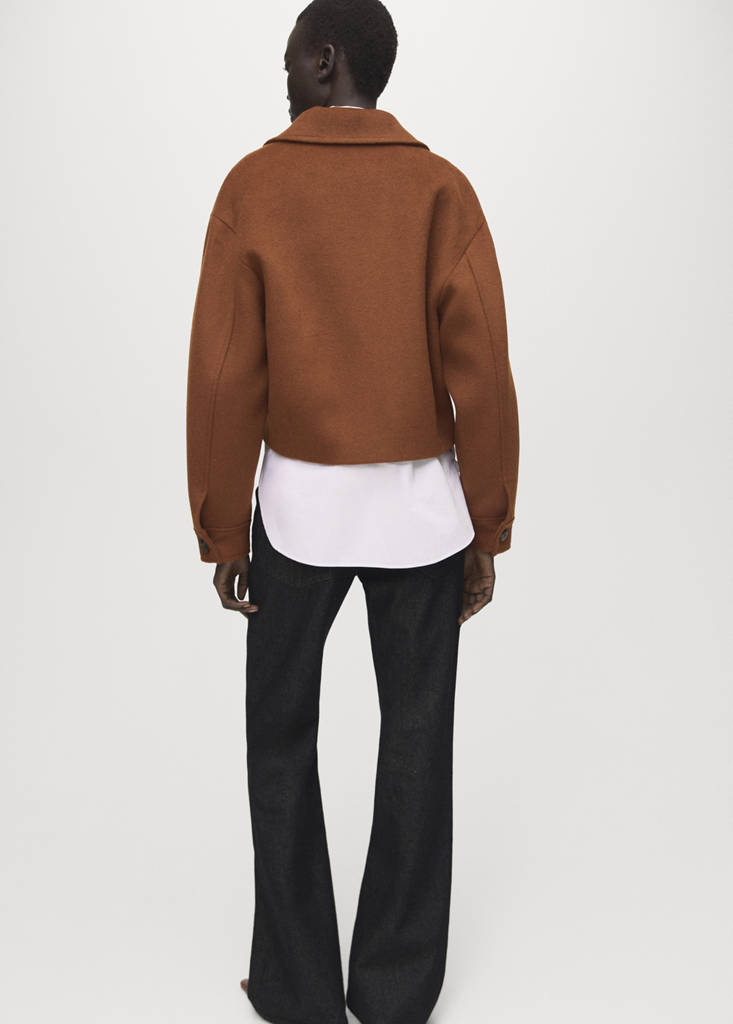 Wool jacket with shirt collar — Medium Brown
