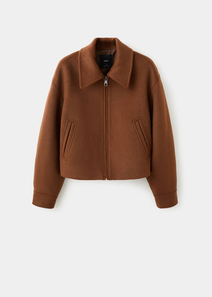Wool jacket with shirt collar — Medium Brown