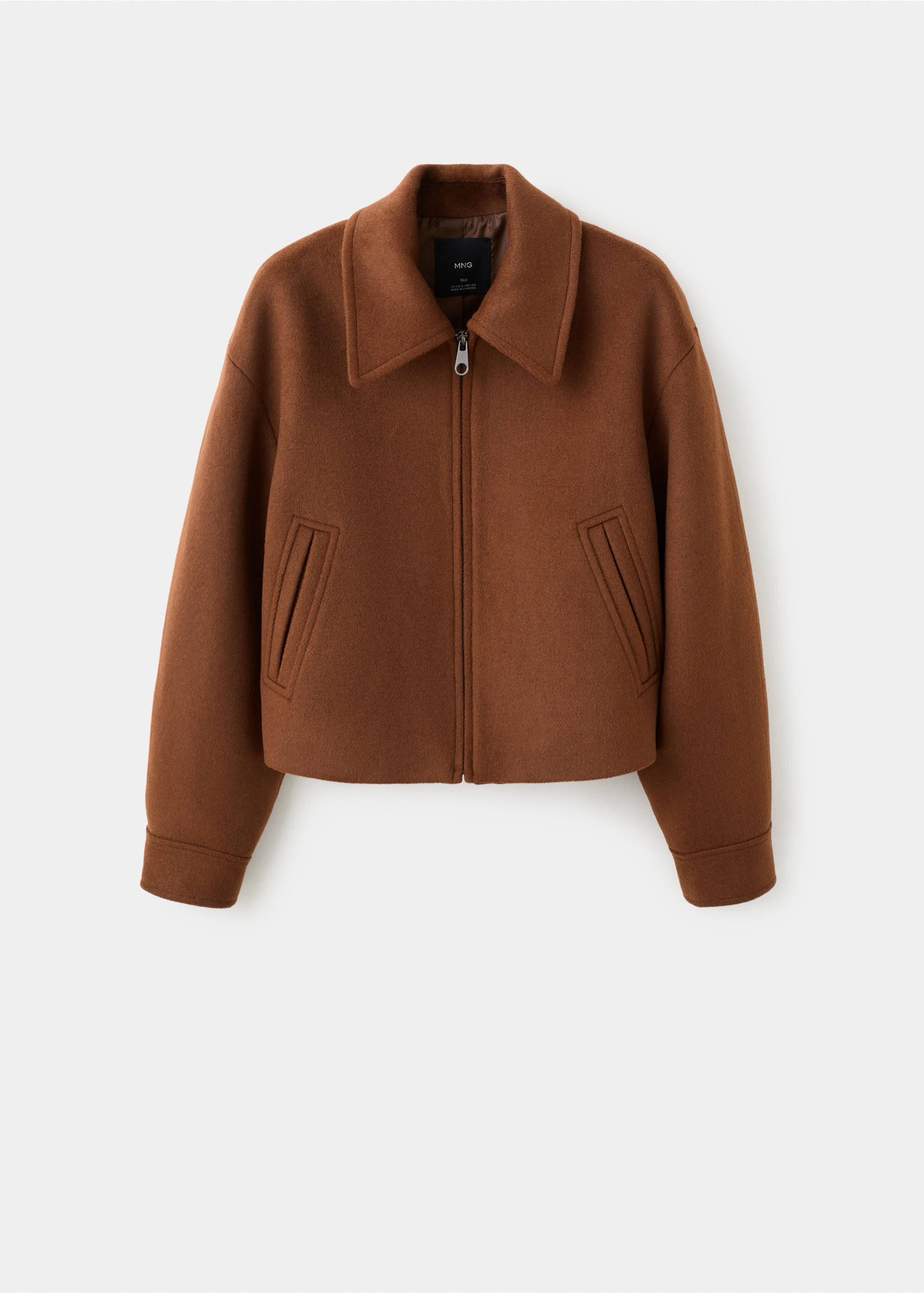 Wool jacket with shirt collar - Article without model, Medium Brown. Ref: 27031334-00.