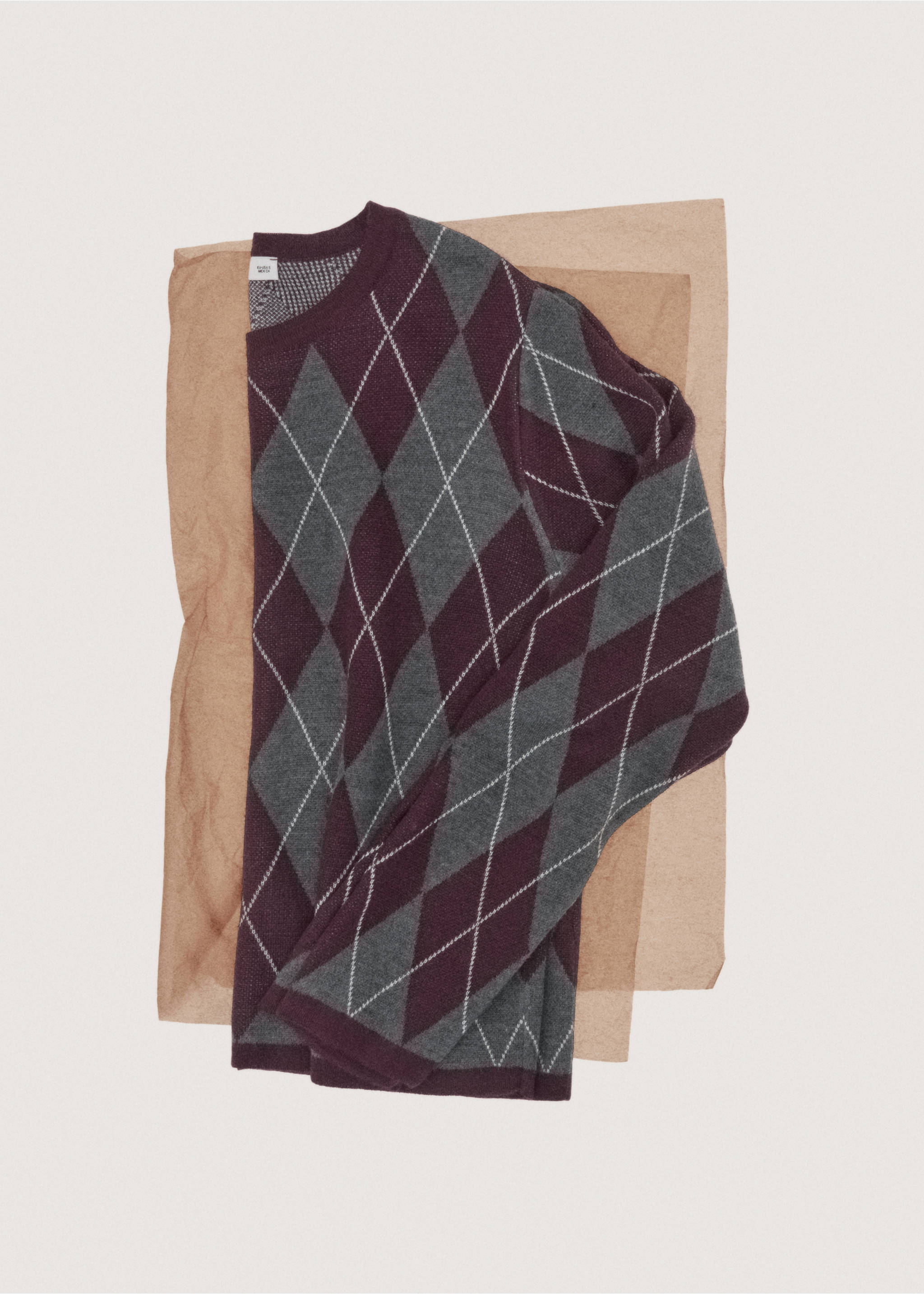Argyle knit sweater - Details of the article 7, Medium Heather Grey. Ref: 27031336-00.