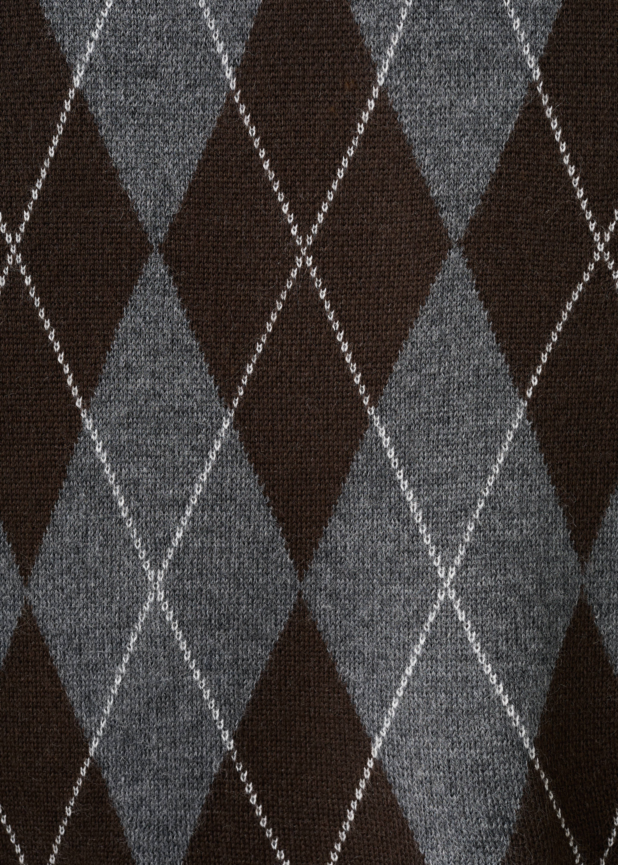 菱形图案短袖毛衣 - null