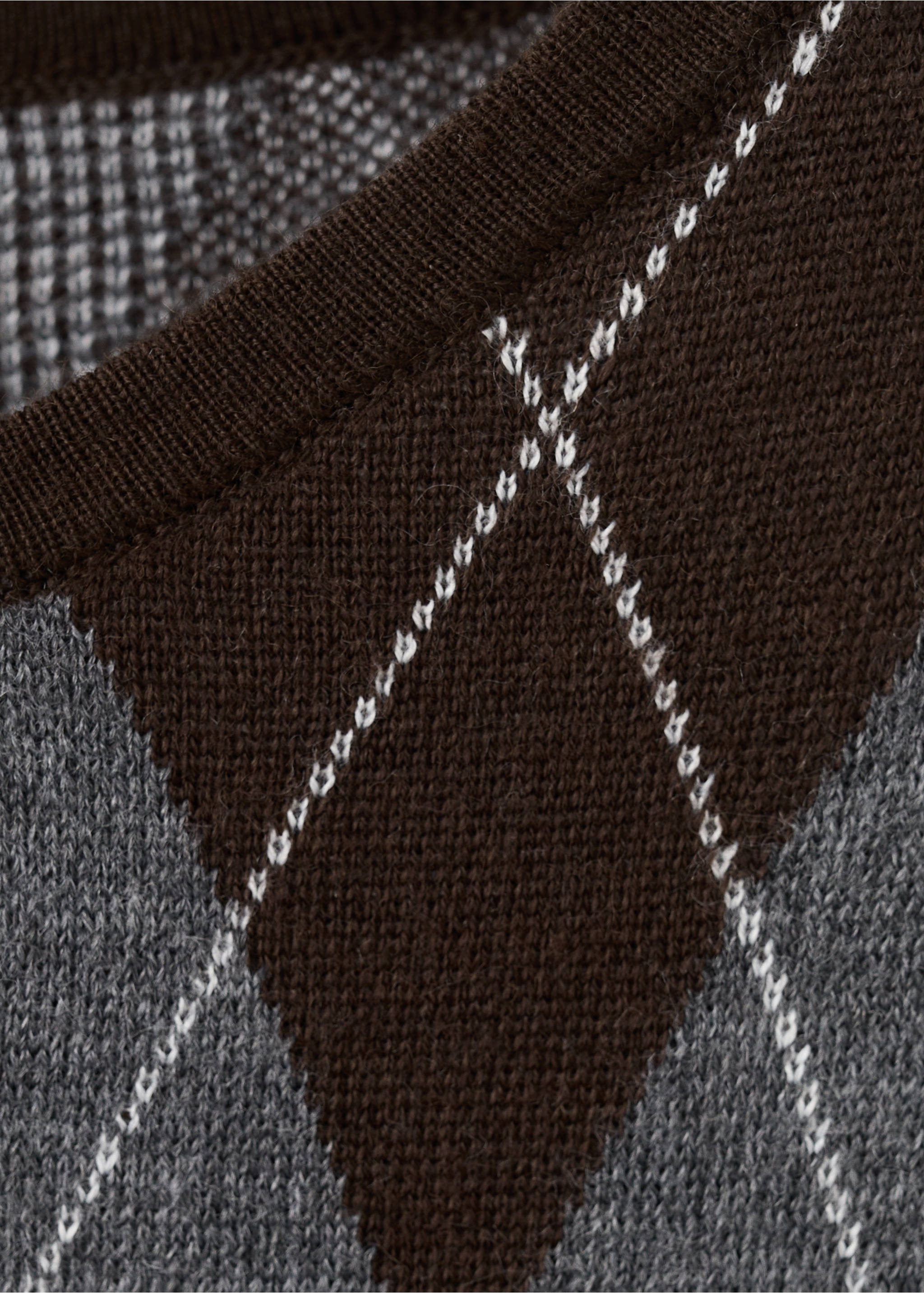 菱形图案短袖毛衣 - null, 灰色. Ref: 27031337-00.