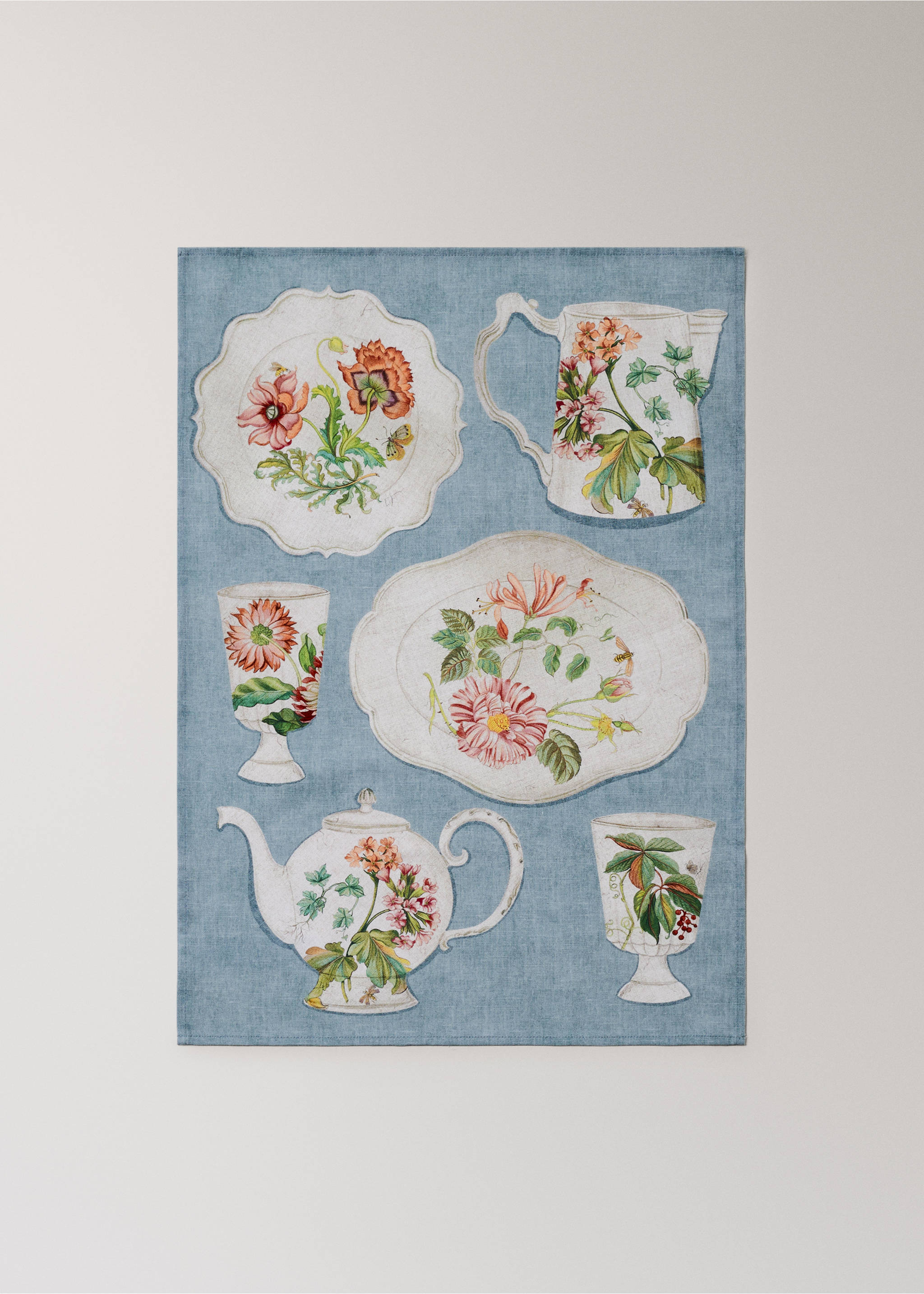 Panos de cozinha com elementos de porcelana vintage - Pormenor do artigo 1, Azul. Ref: 27031343-00.