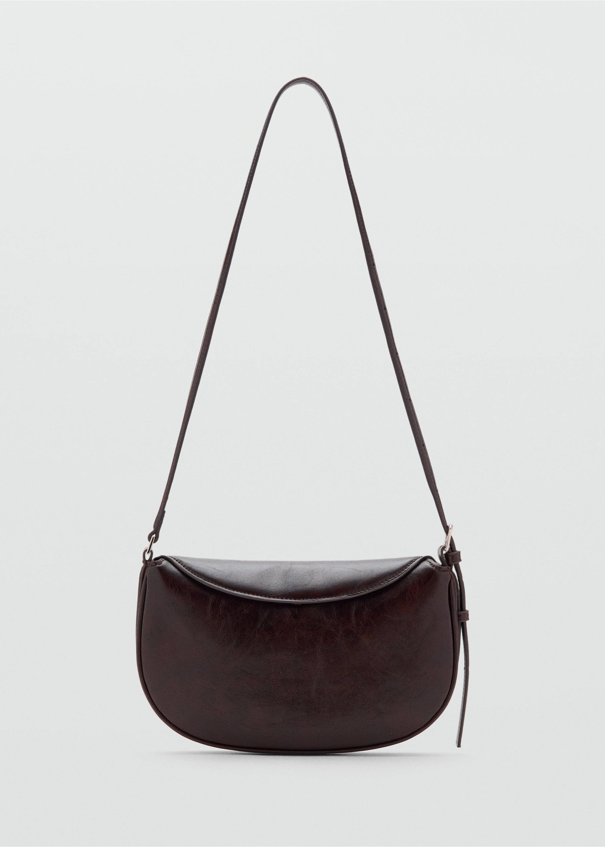 Oval shoulder bag with flap - Article without model, Chocolate. Ref: 27031345-00.