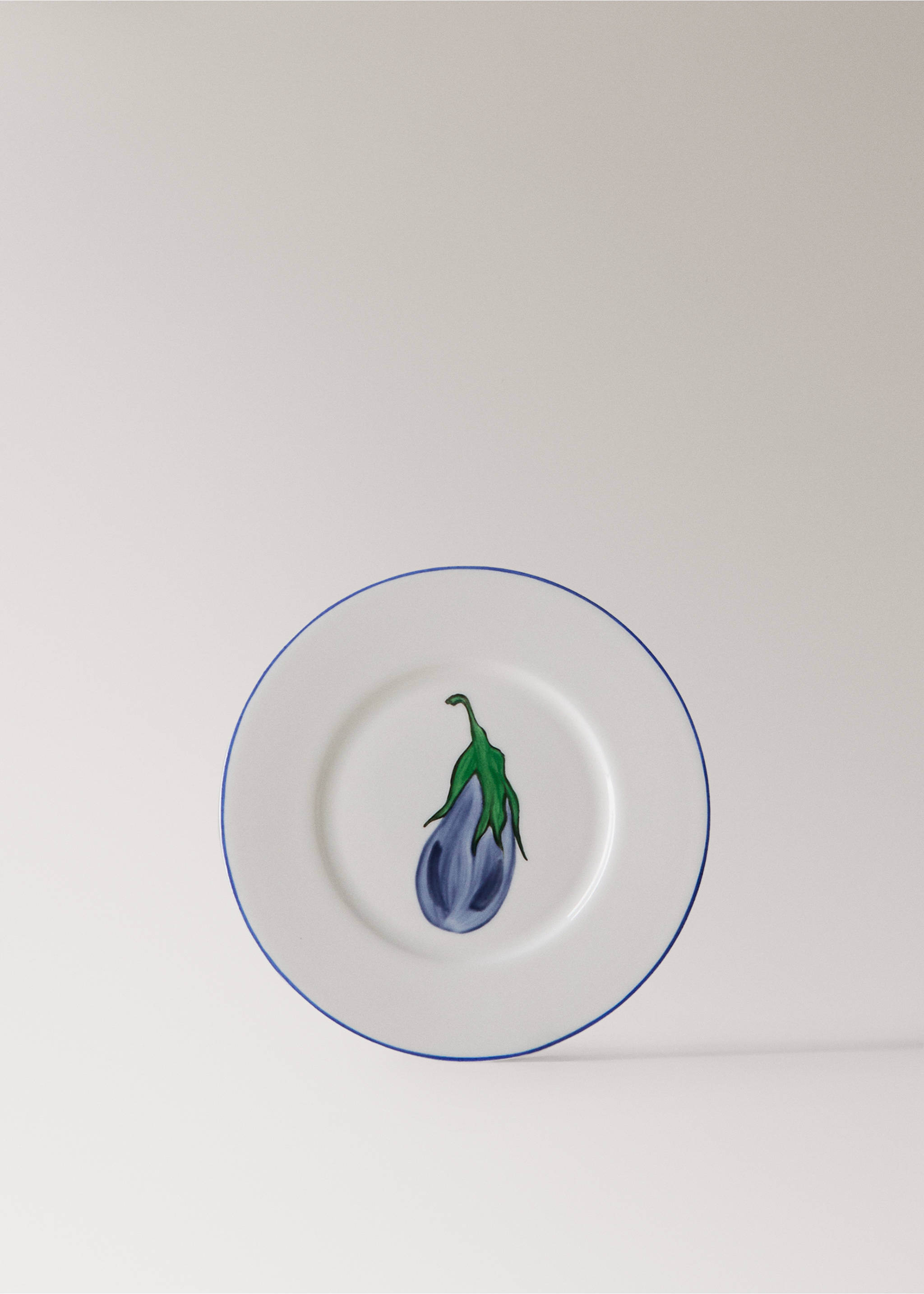 Hand-painted aubergine side plate - Article without model, White. Ref: 27031352-00.