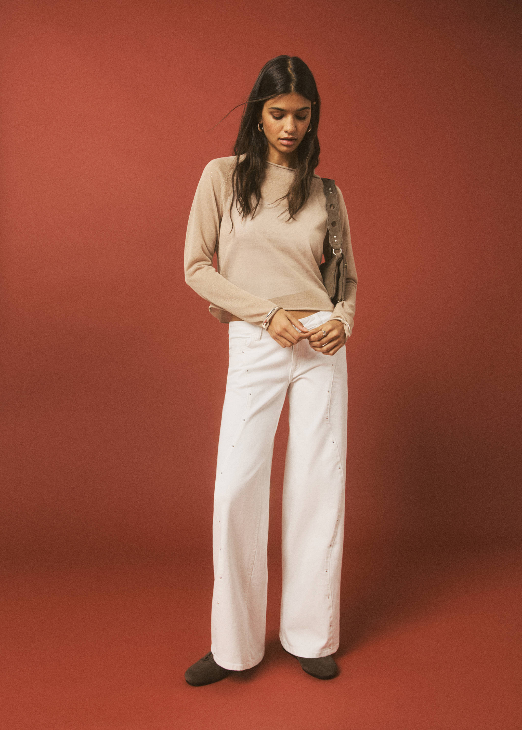 Low-waist studded jeans - Medium plane