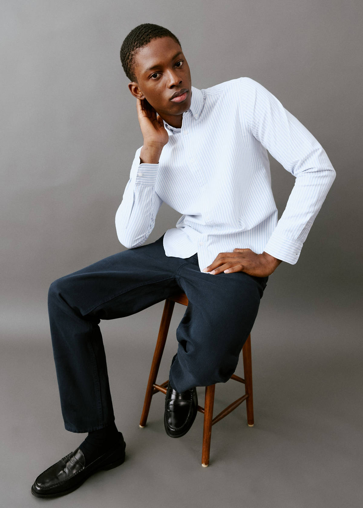 Striped Oxford shirt — Sky Blue