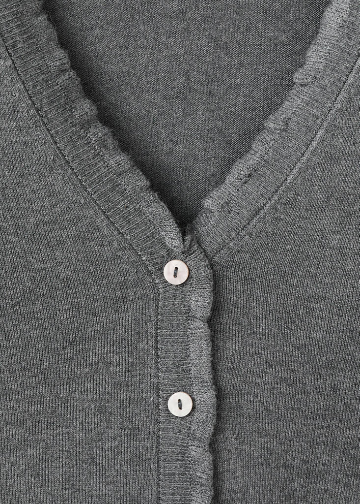 Ruffle  knit cardigan — Medium Heather Grey