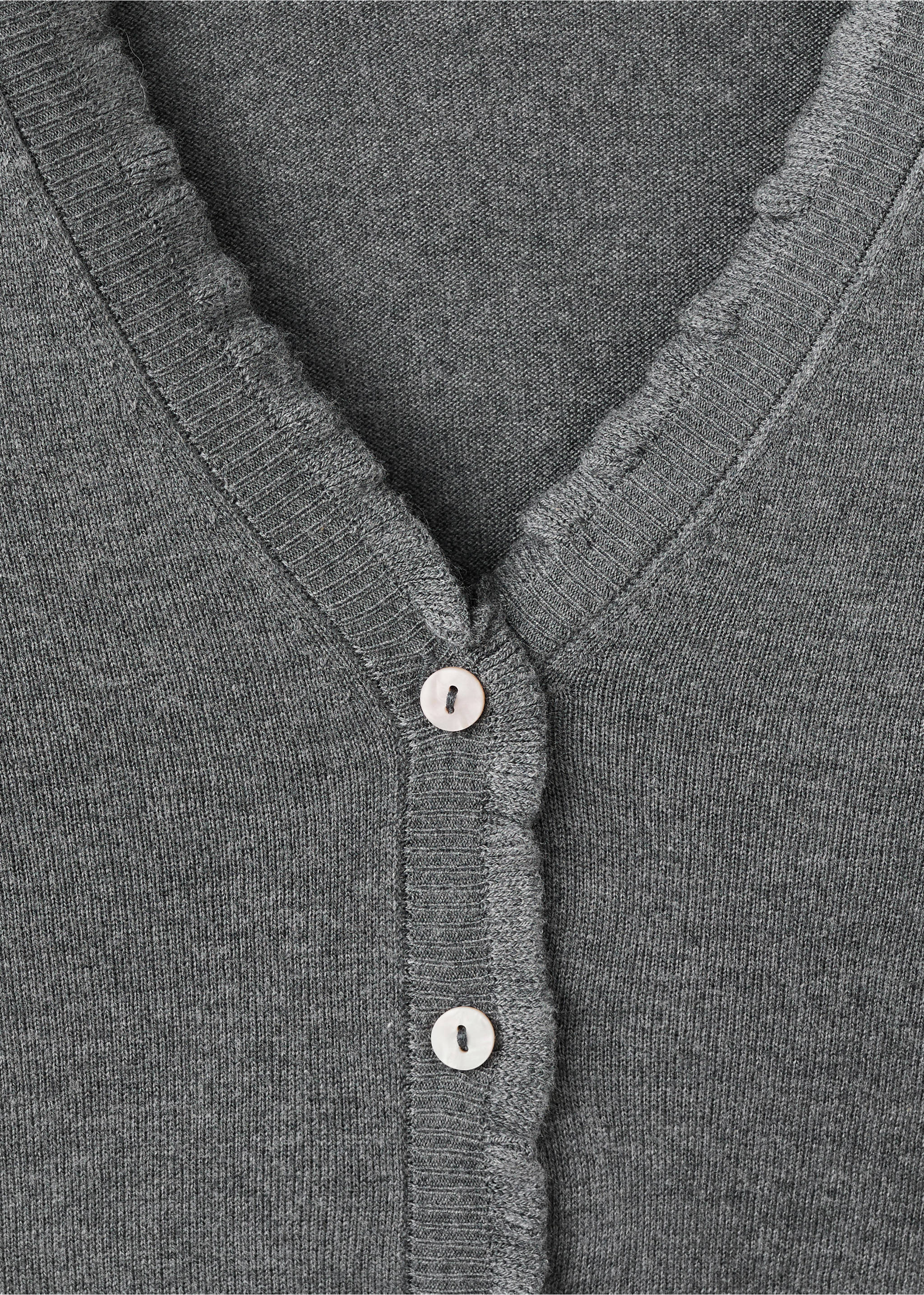 Вязаный кардиган с воланами - Деталь изделия 0, Меланжевый средний серый . Ref: 27031514-00.