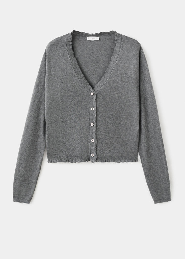 Ruffle  knit cardigan — Medium Heather Grey