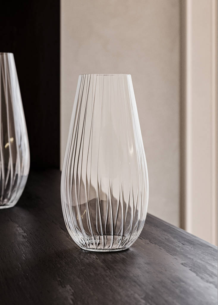 Low glass vase — Ice Grey