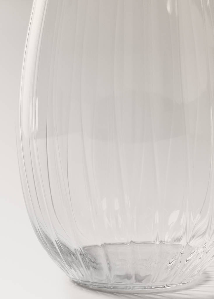 Low glass vase — Ice Grey