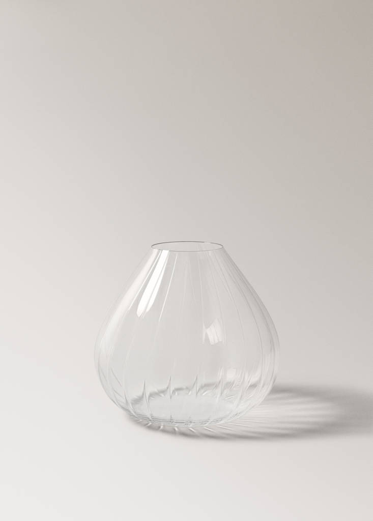Low glass vase — Ice Grey