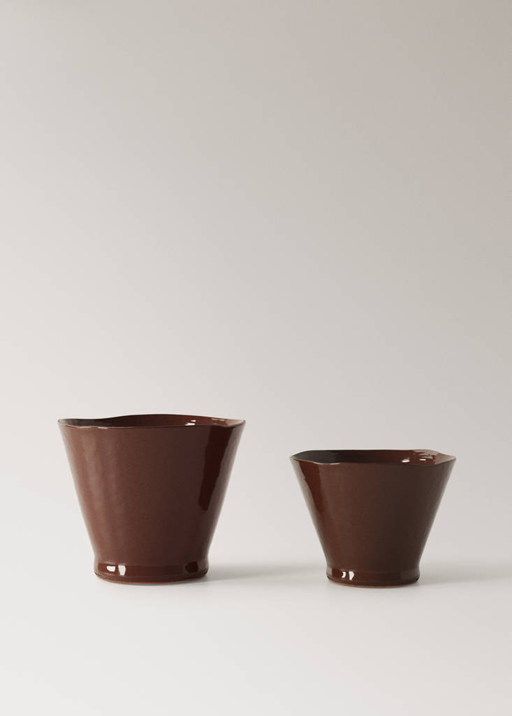 Medium irregular terracotta plant pot — Burnt Orange