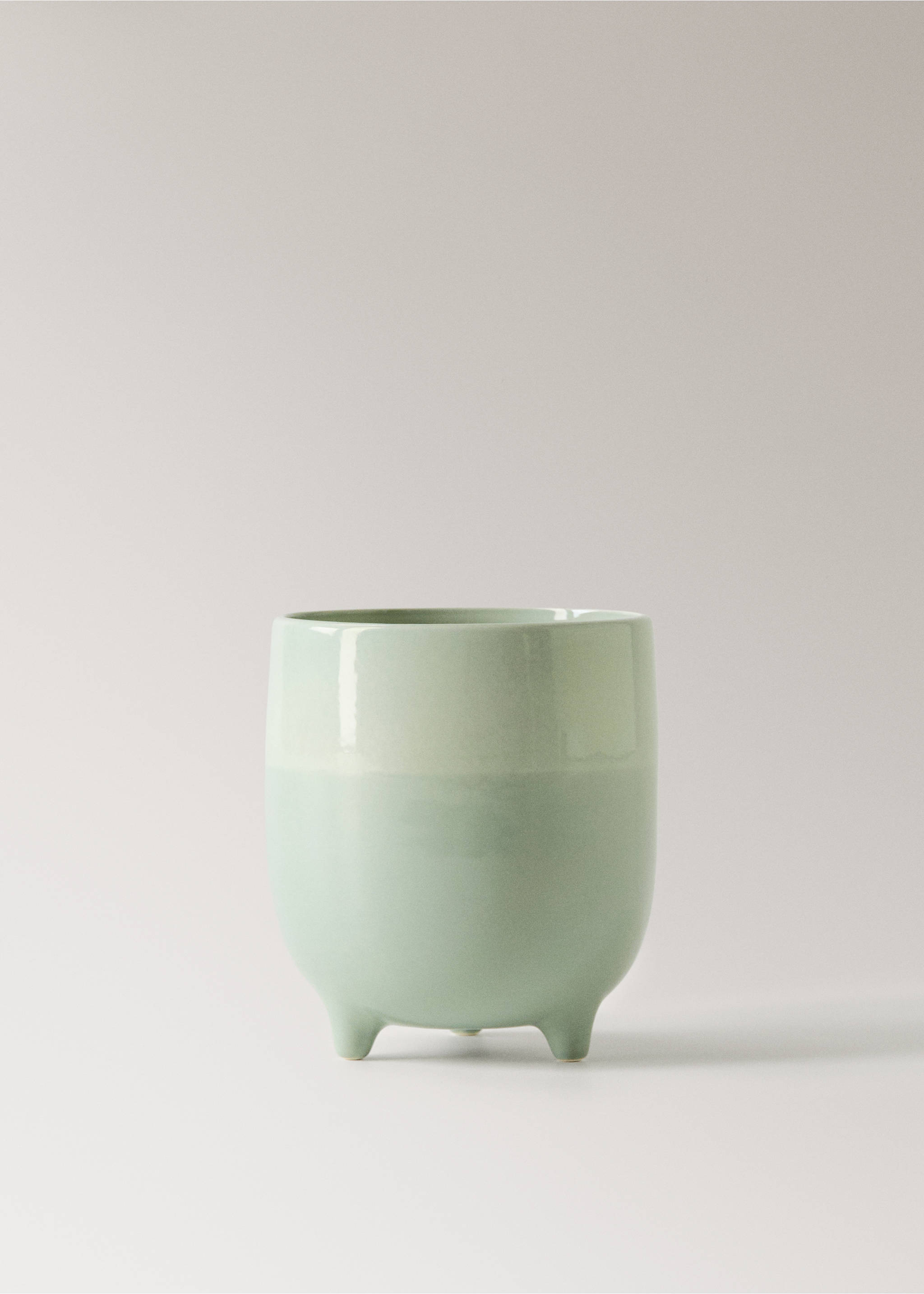 Bicolour stoneware planter - Article without model, Aqua Green. Ref: 27031522-00.