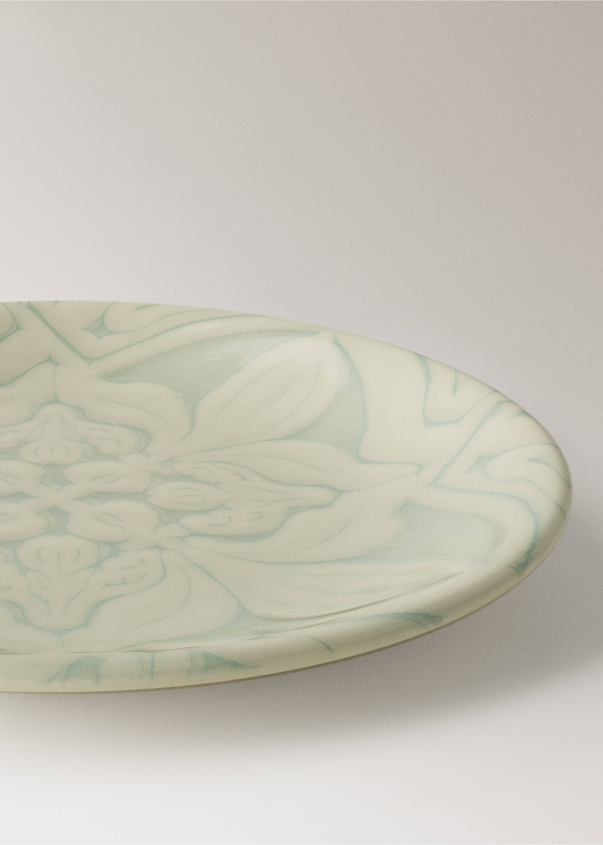 Blumenteller aus Steingut - Detail des Artikels 2, Pastellgrün. Ref: 27031524-00.