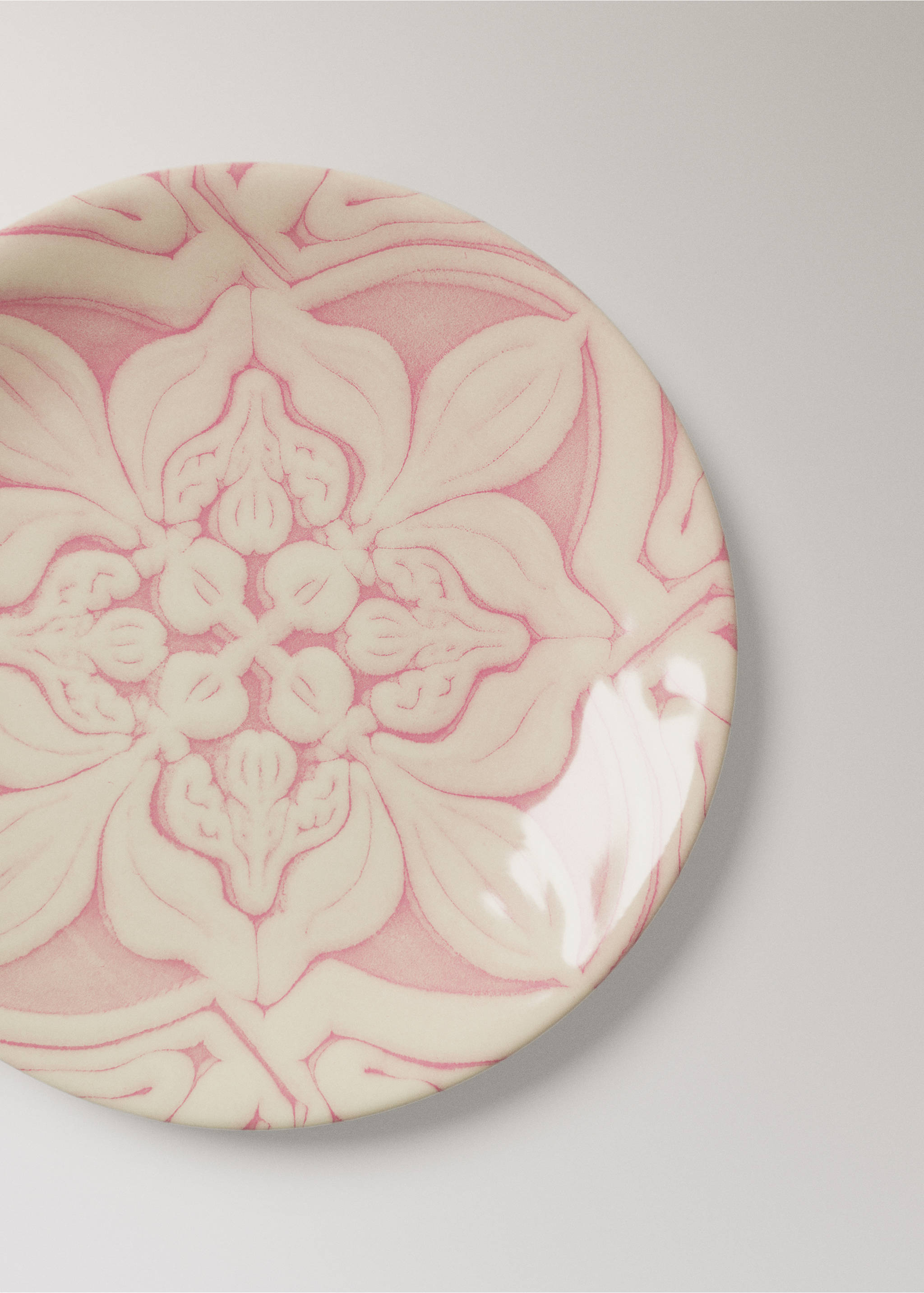 Blumenteller aus Steingut - Detail des Artikels 1, Pastellrosa. Ref: 27031524-00.