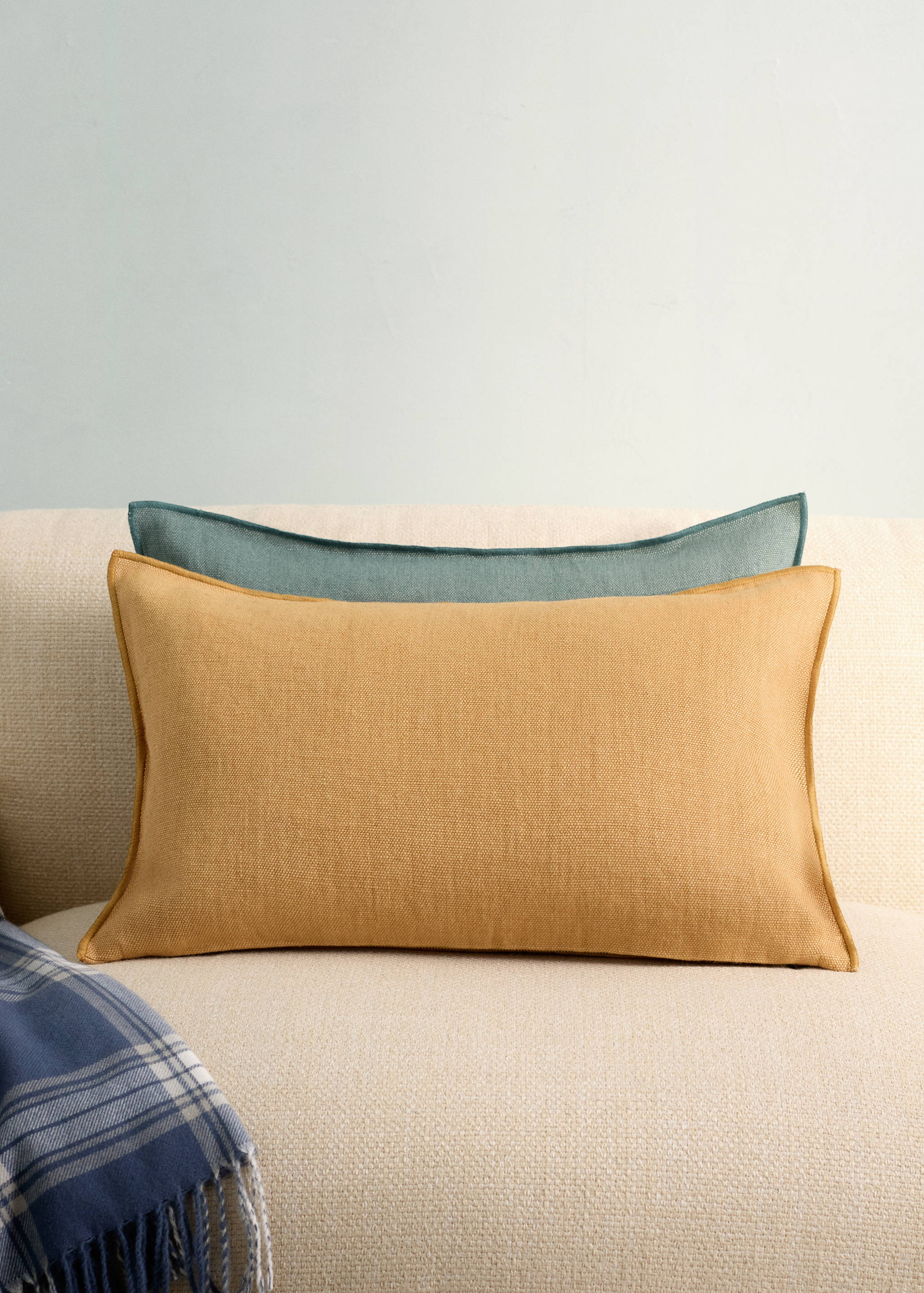 Housse de coussin 100 % lin épais overlock 40 x 60 cm - Plan général