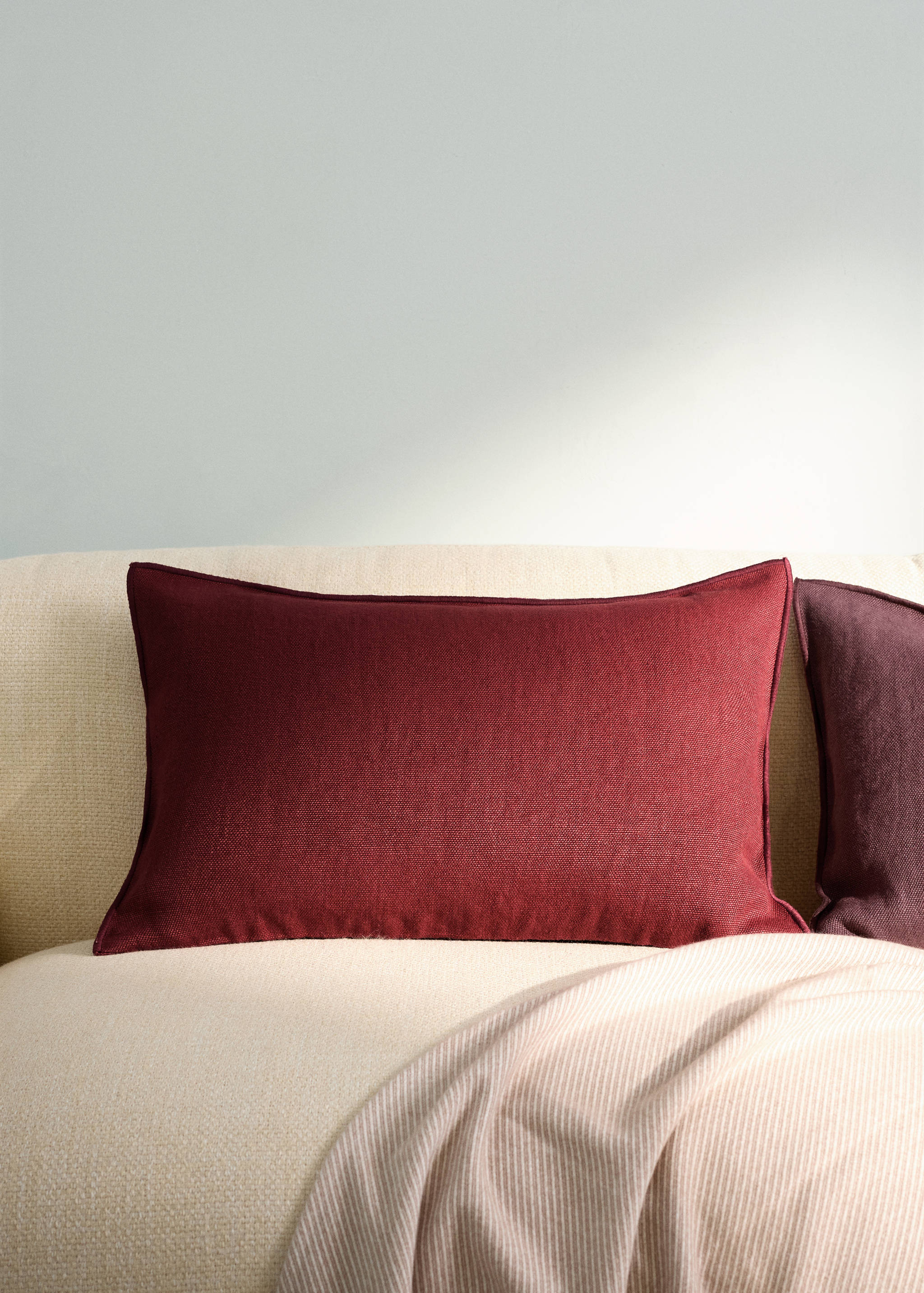 Housse de coussin 100 % lin épais overlock 40 x 60 cm - Plan général