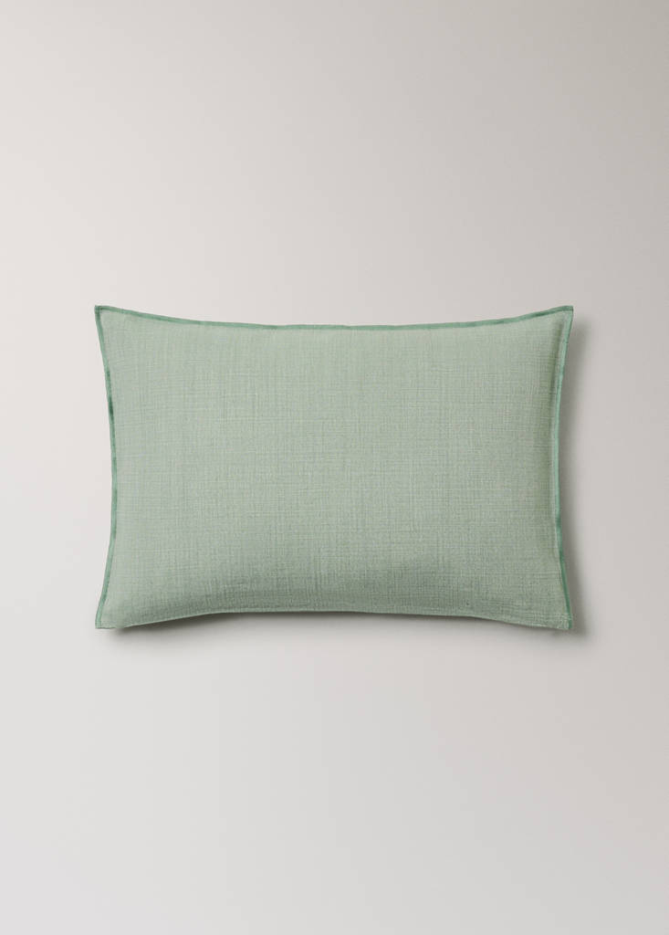 Mottled linen cushion cover 40x60 cm — Aqua Green