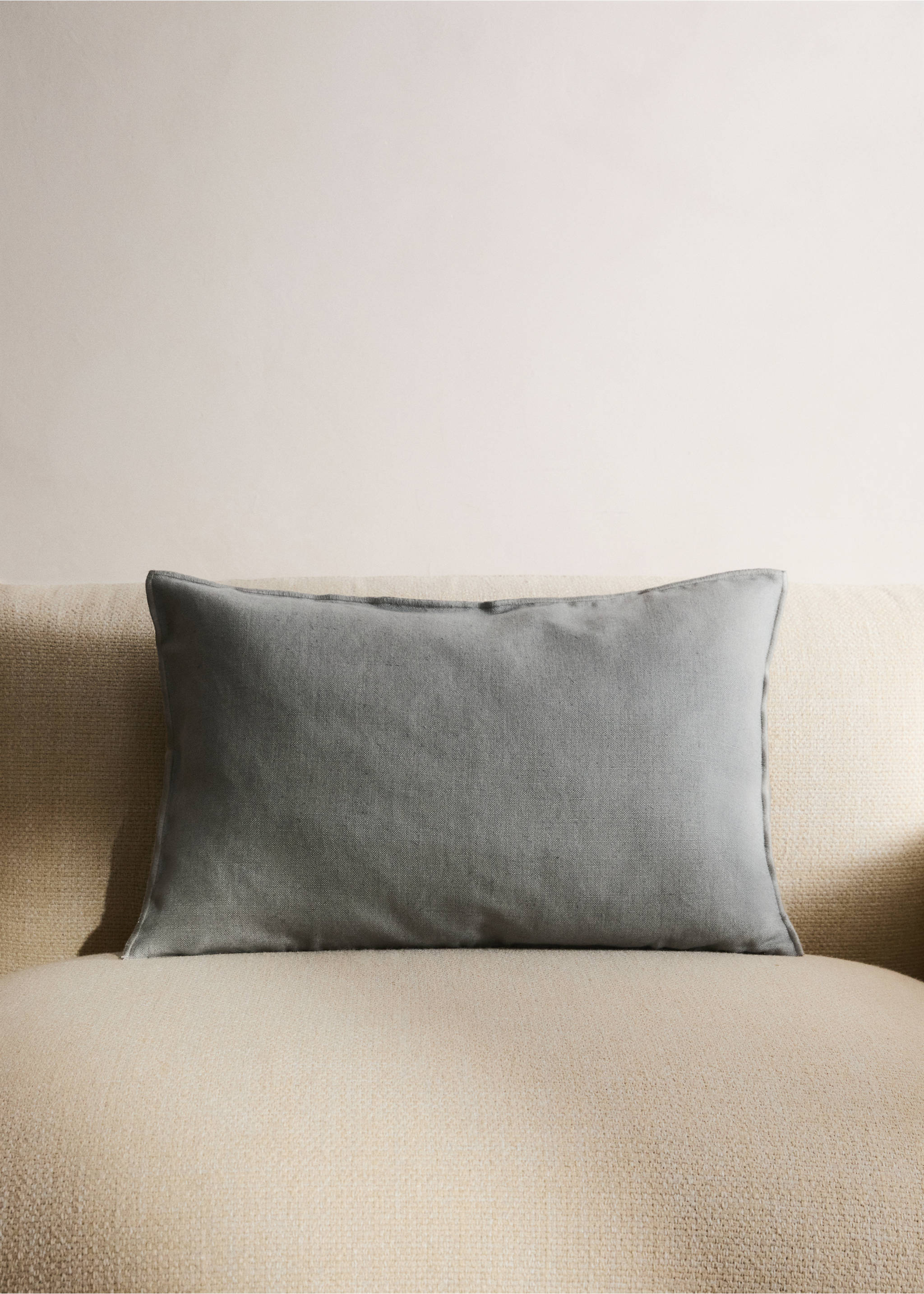 Mottled linen cushion cover 40x60 cm - General plane, Grey. Ref: 27031528-00.