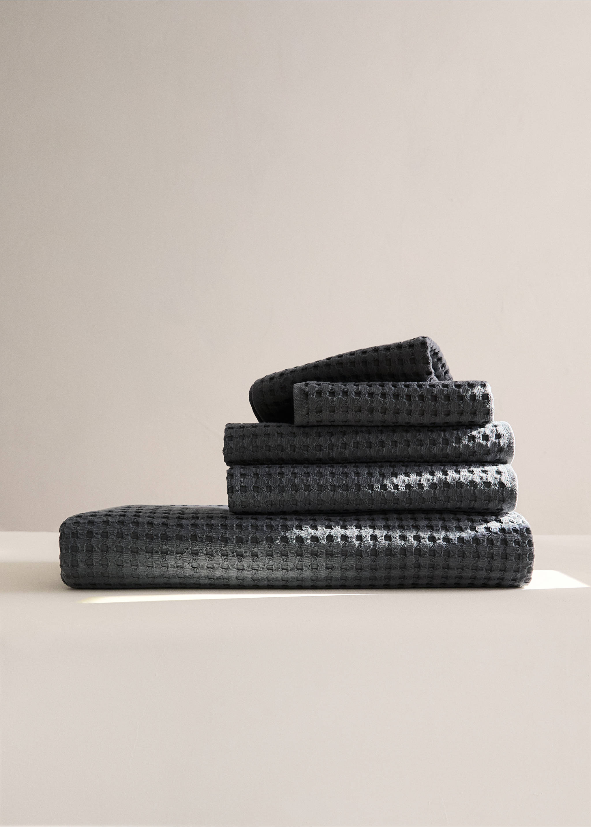Памучна кърпа за умивалник с вафлена текстура - Обща равнина, Тъмносиво. Ref: 27031530-00.