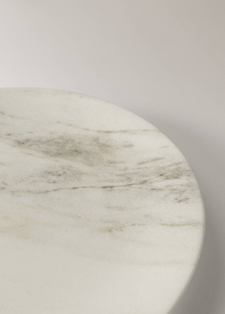 Marble-effect stoneware dessert plate — Ice Grey