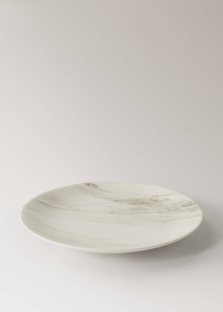 Marble-effect stoneware dessert plate — Ice Grey