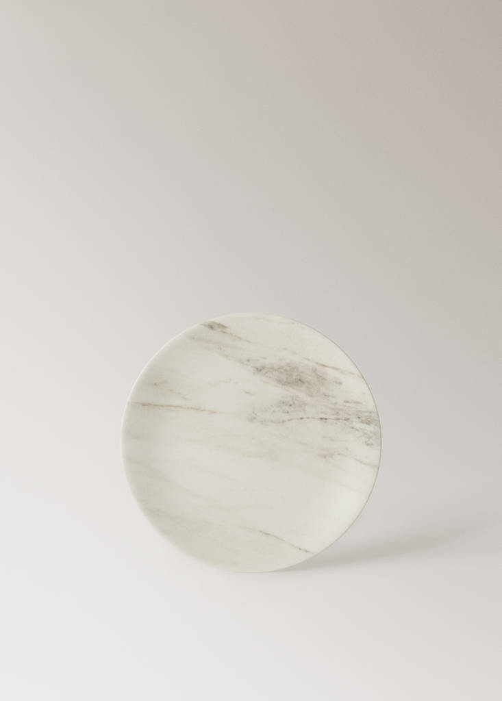 Marble-effect stoneware dessert plate — Ice Grey