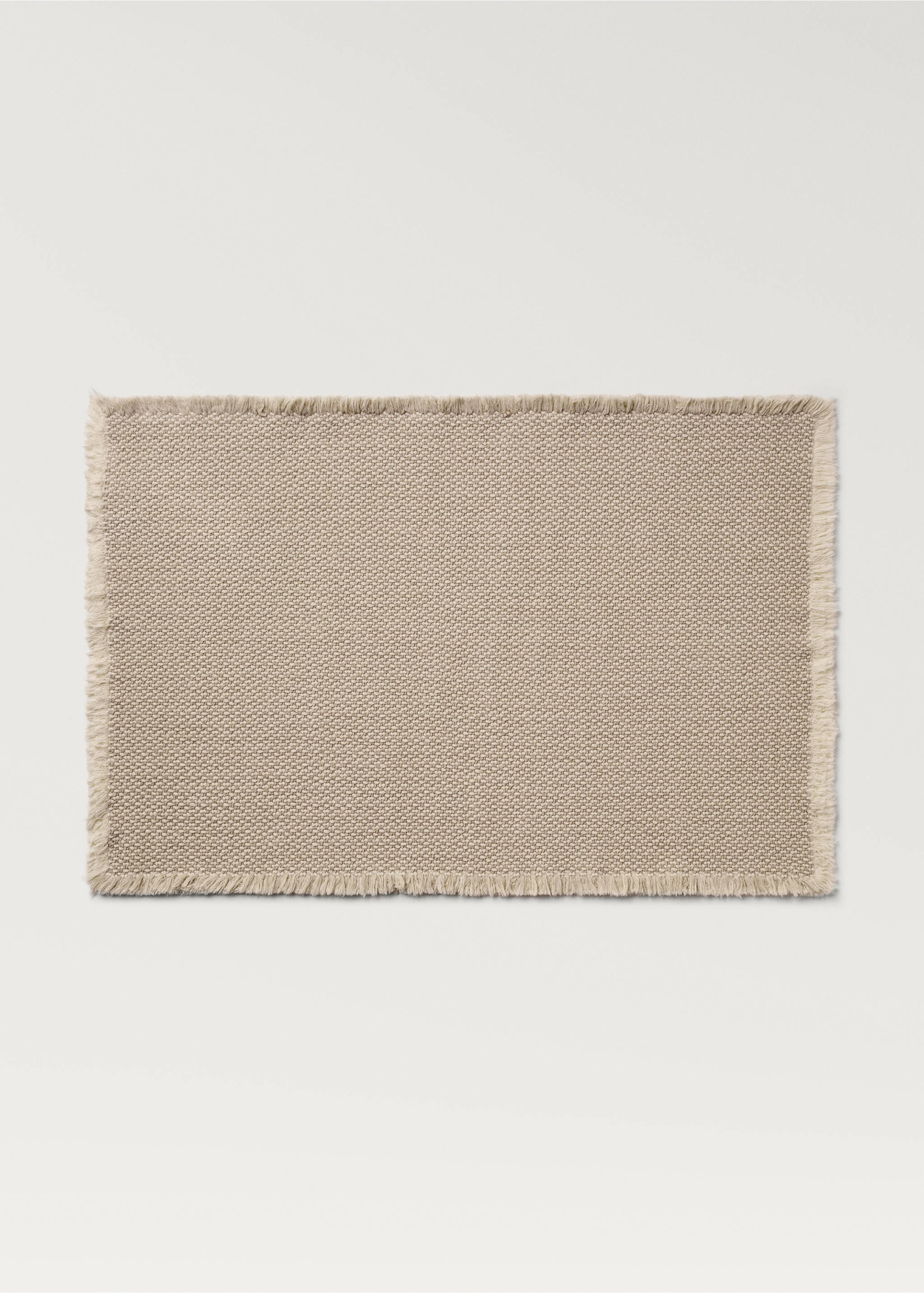 Cotton linen bathroom rug with fringes - Article without model, Beige. Ref: 27031534-00.