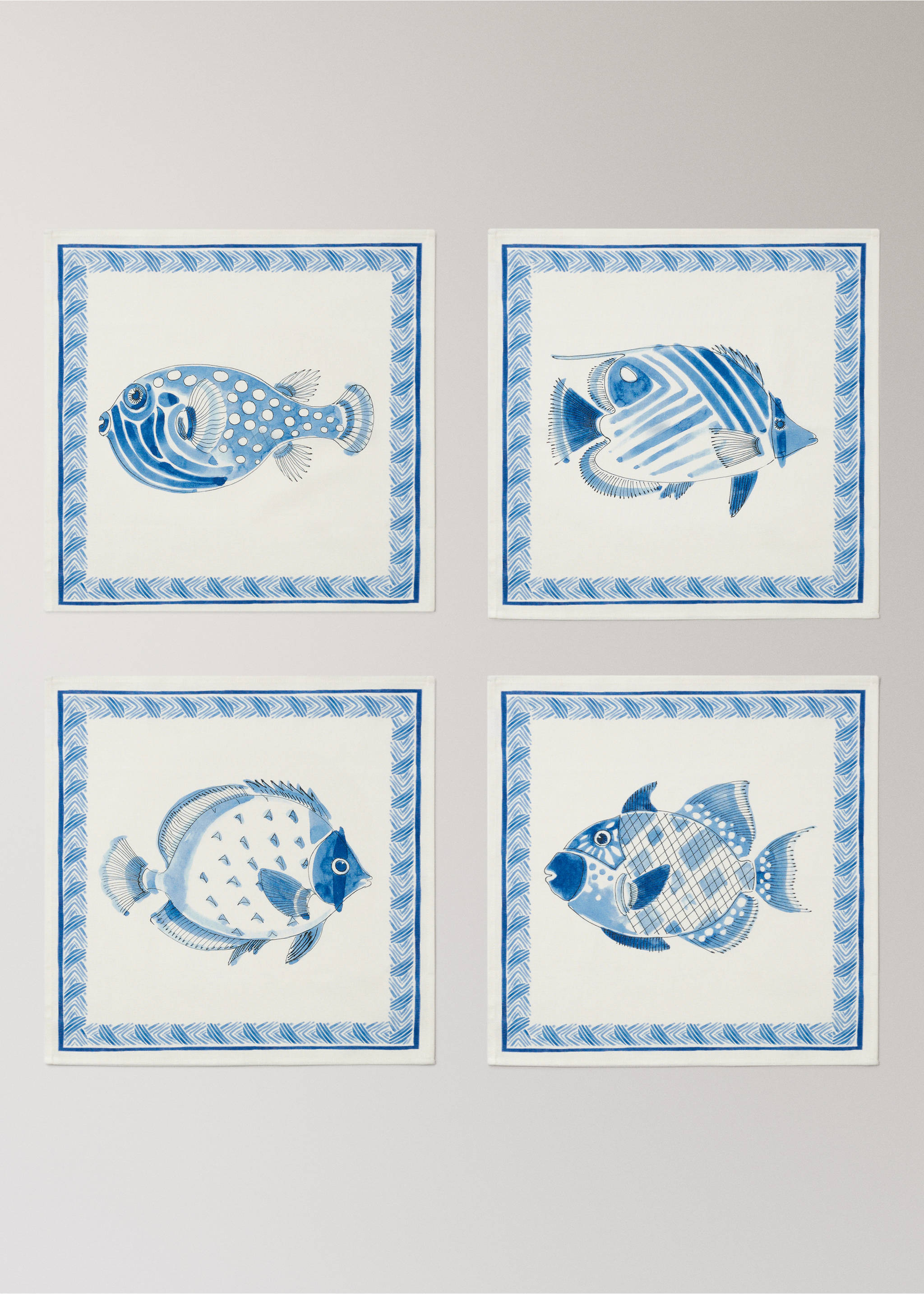 Servietten aus Baumwolle-Leinen-Mischung mit maritimen Motiven - Artikel ohne Model, Blau. Ref: 27031535-00.
