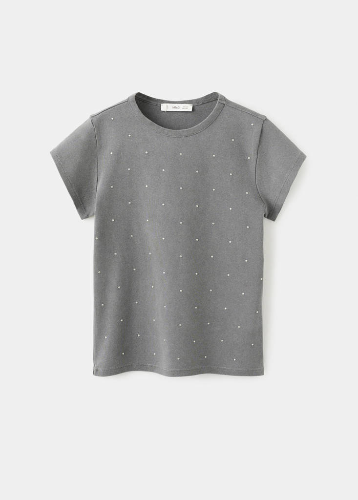 Short sleeve t-shirt with rhinestones — Charcoal