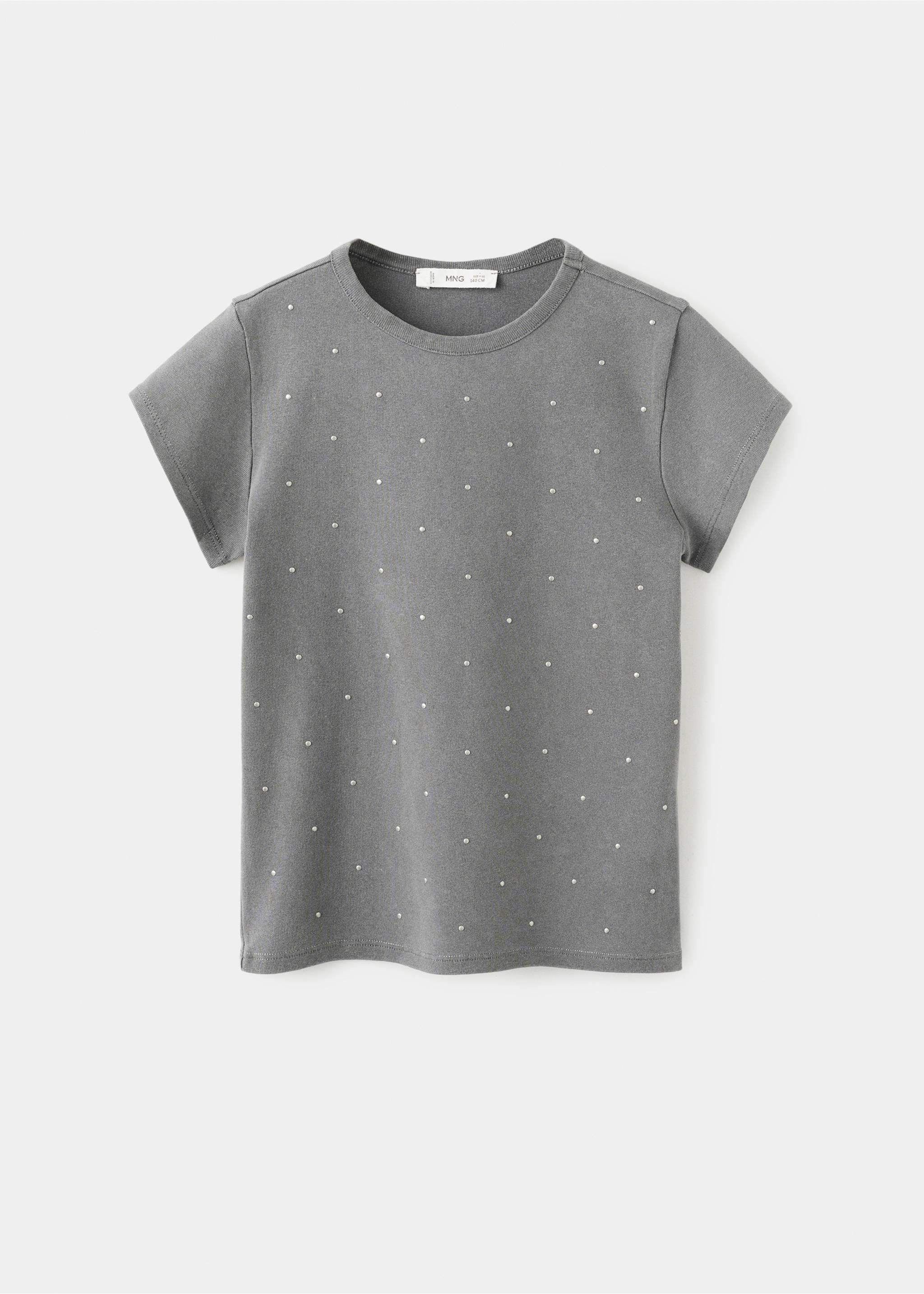 Short sleeve t-shirt with rhinestones - Article without model, Charcoal. Ref: 27031537-00.