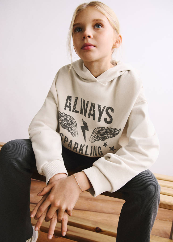 MANGO KIDS - Sweat-shirt oversize imprimé écru - 11-12 ans - Fille