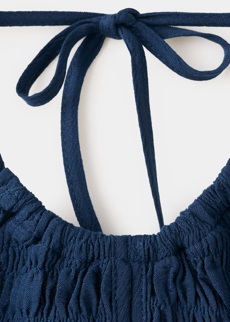 Ruched cut-out blouse — Navy