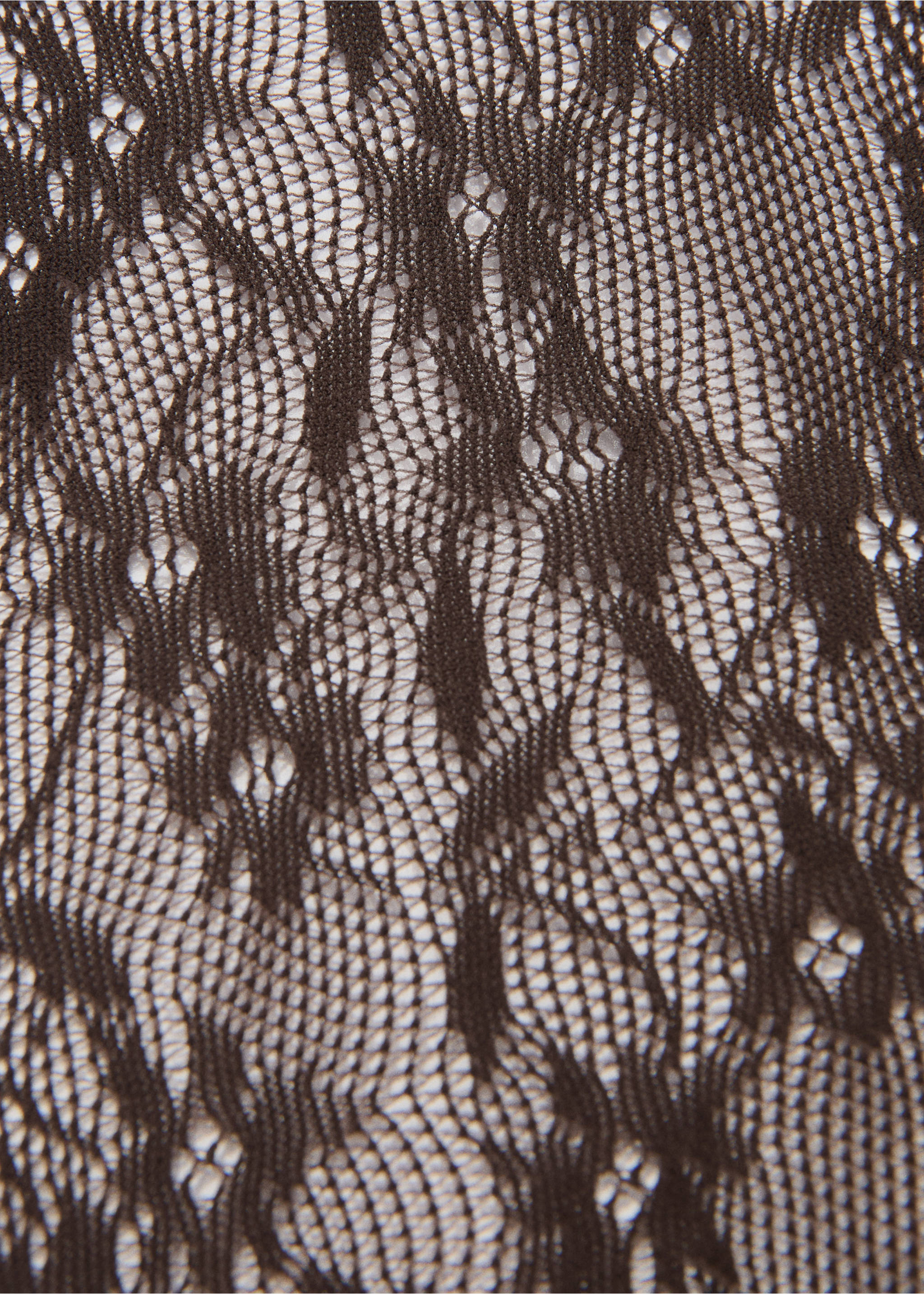 Collants en dentelle à motif fleuri - Plan moyen, Chocolat. Ref: 27032006-00.