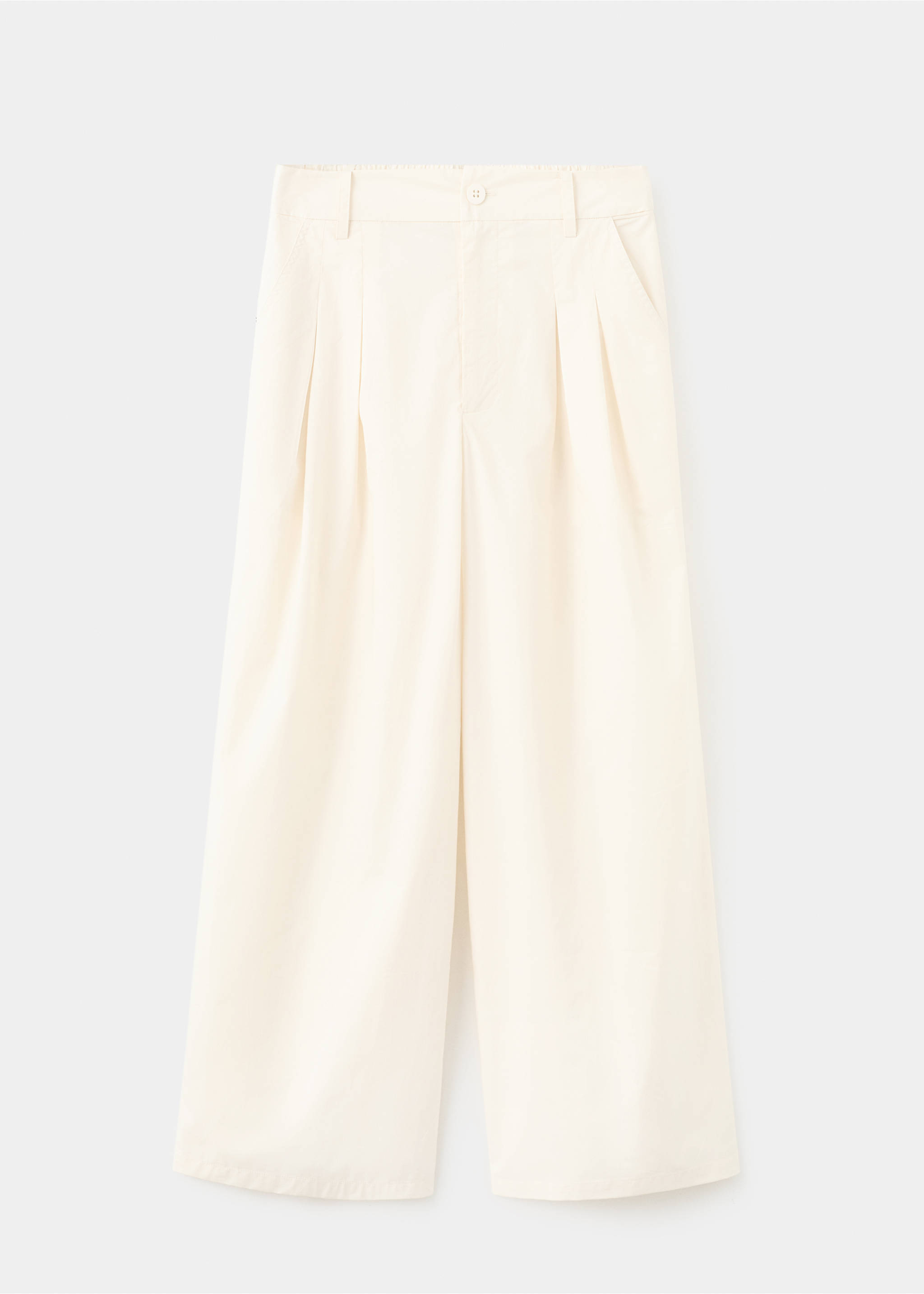 七分宽腿褶皱裤 - null, 浅黄色. Ref: 27032538-00.