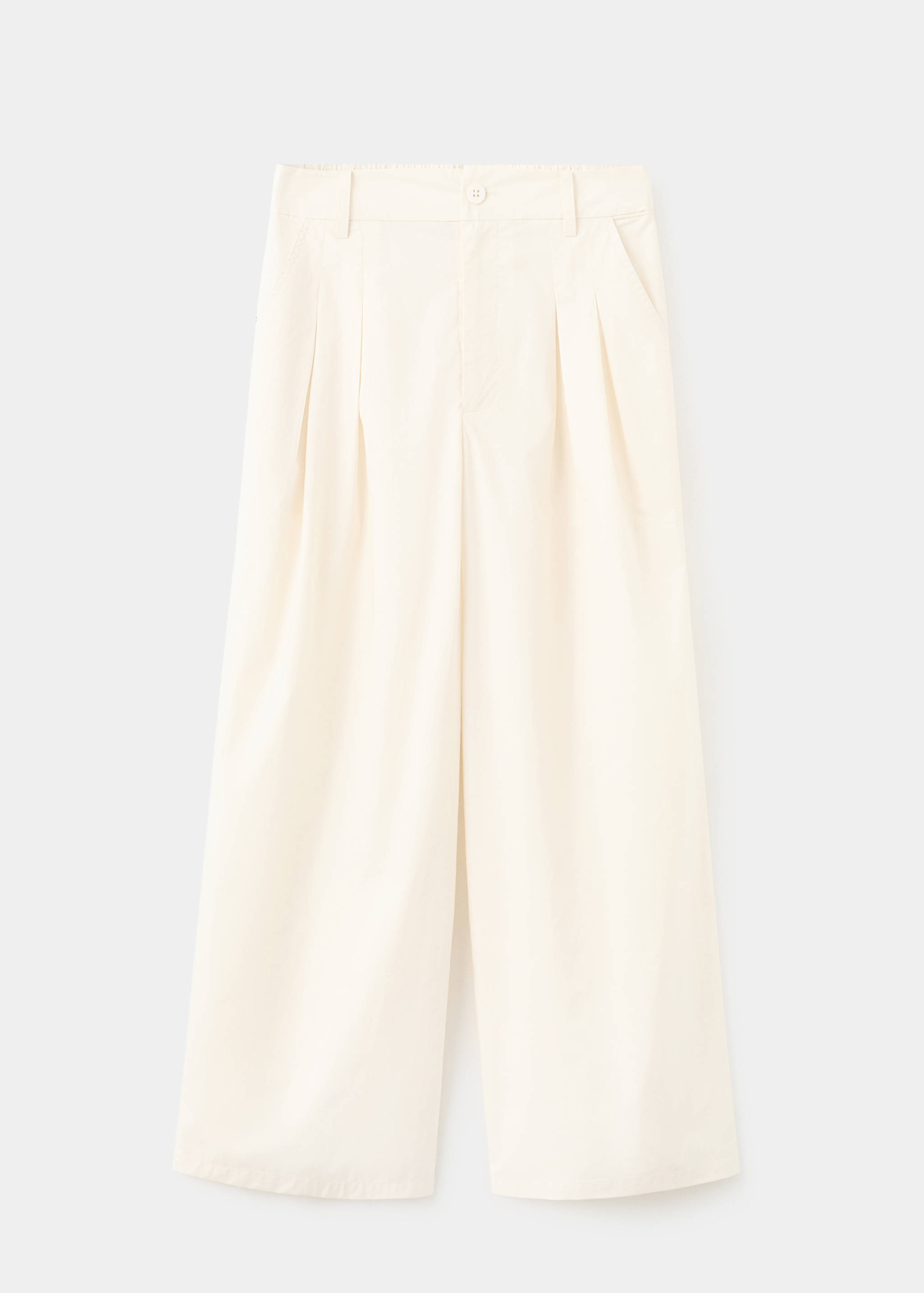 七分宽腿褶皱裤 - null