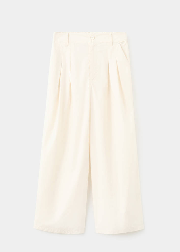 Wide leg cropped trousers with darts — Pastel Yellow