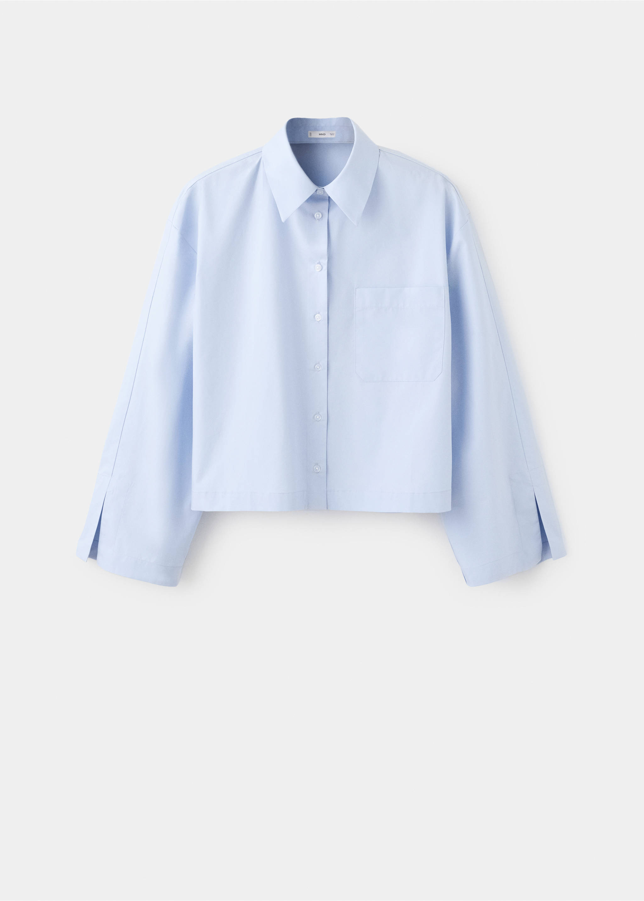 Укороченная рубашка с карманом - Изделие без модели, Небесно-голубой. Ref: 27032539-00.