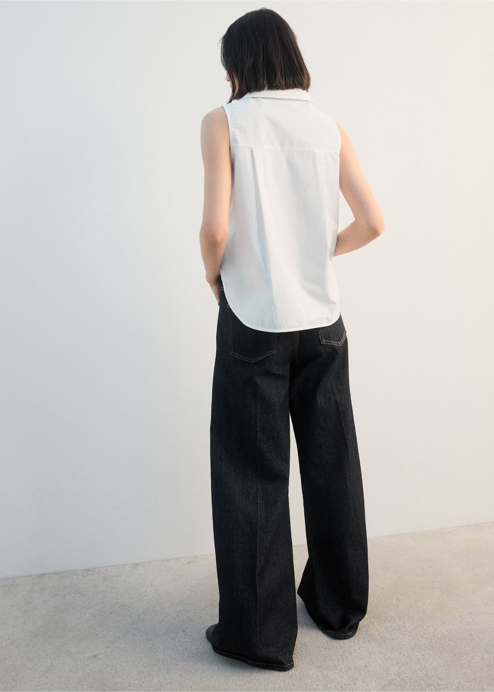 Хлопковая рубашка без рукавов - Обратная сторона изделия, Белый. Ref: 27032540-00.