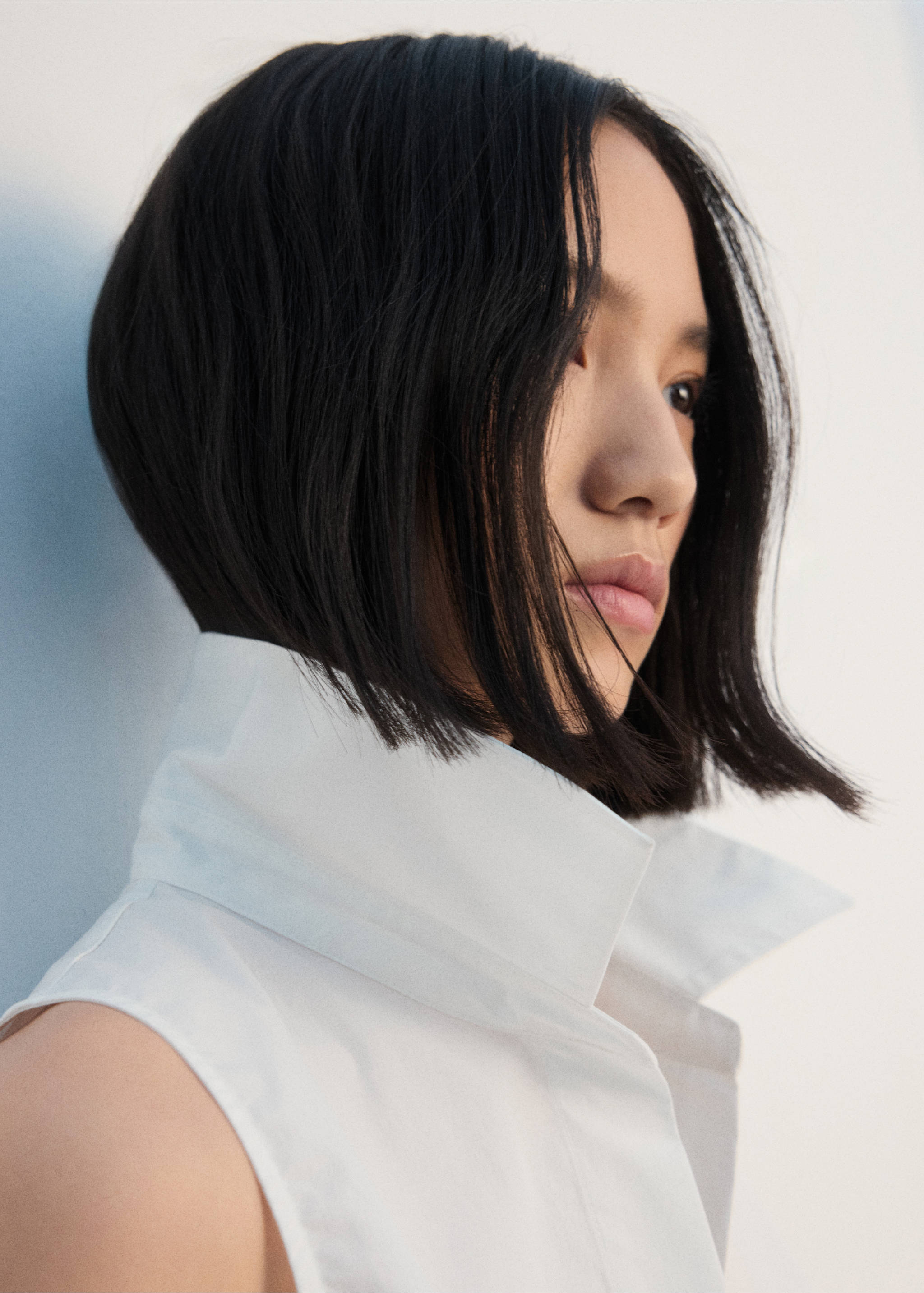 Хлопковая рубашка без рукавов - Деталь изделия 1, Белый. Ref: 27032540-00.