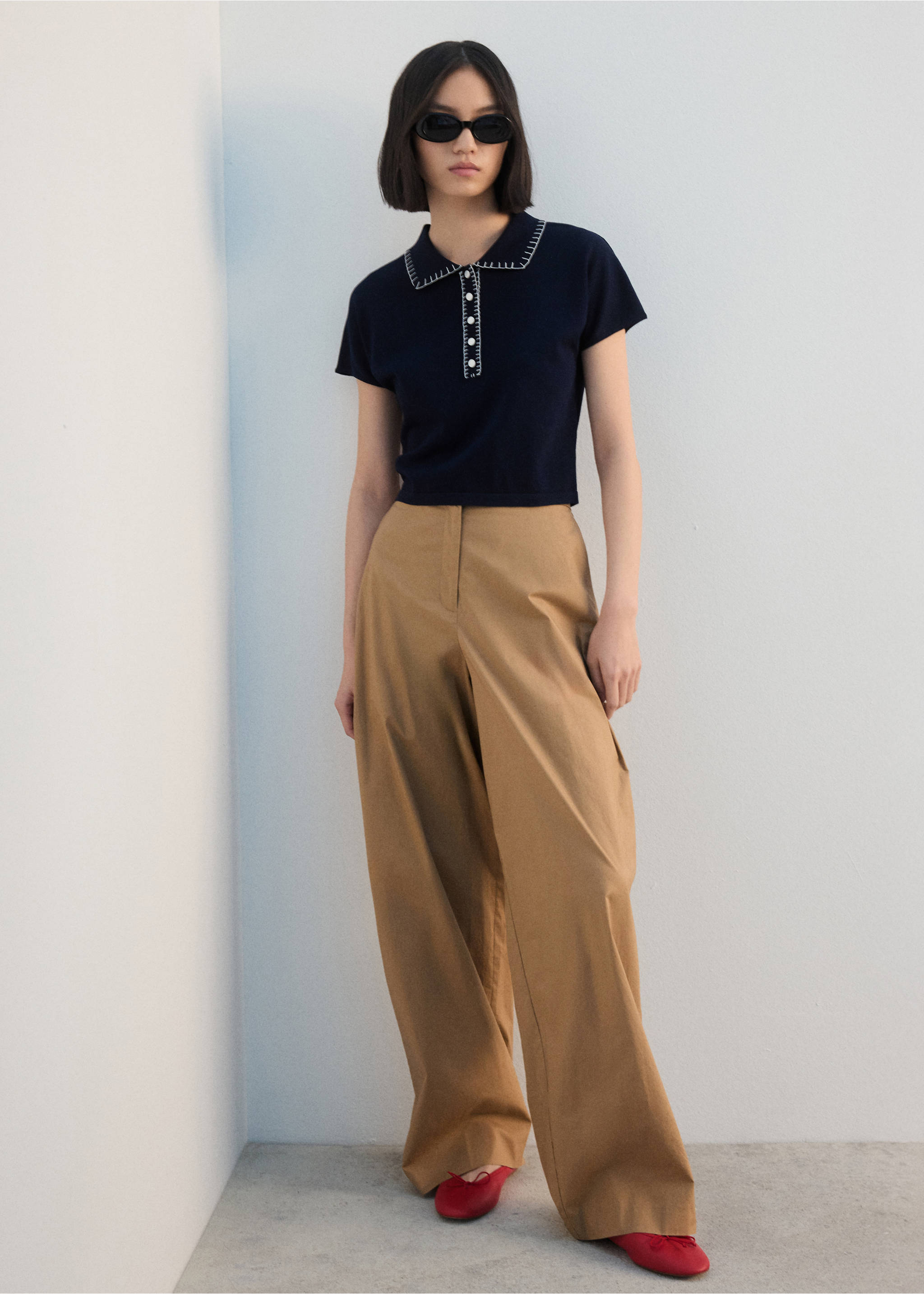 车缝细节Polo领毛衣 - null, 海军蓝. Ref: 27032541-00.