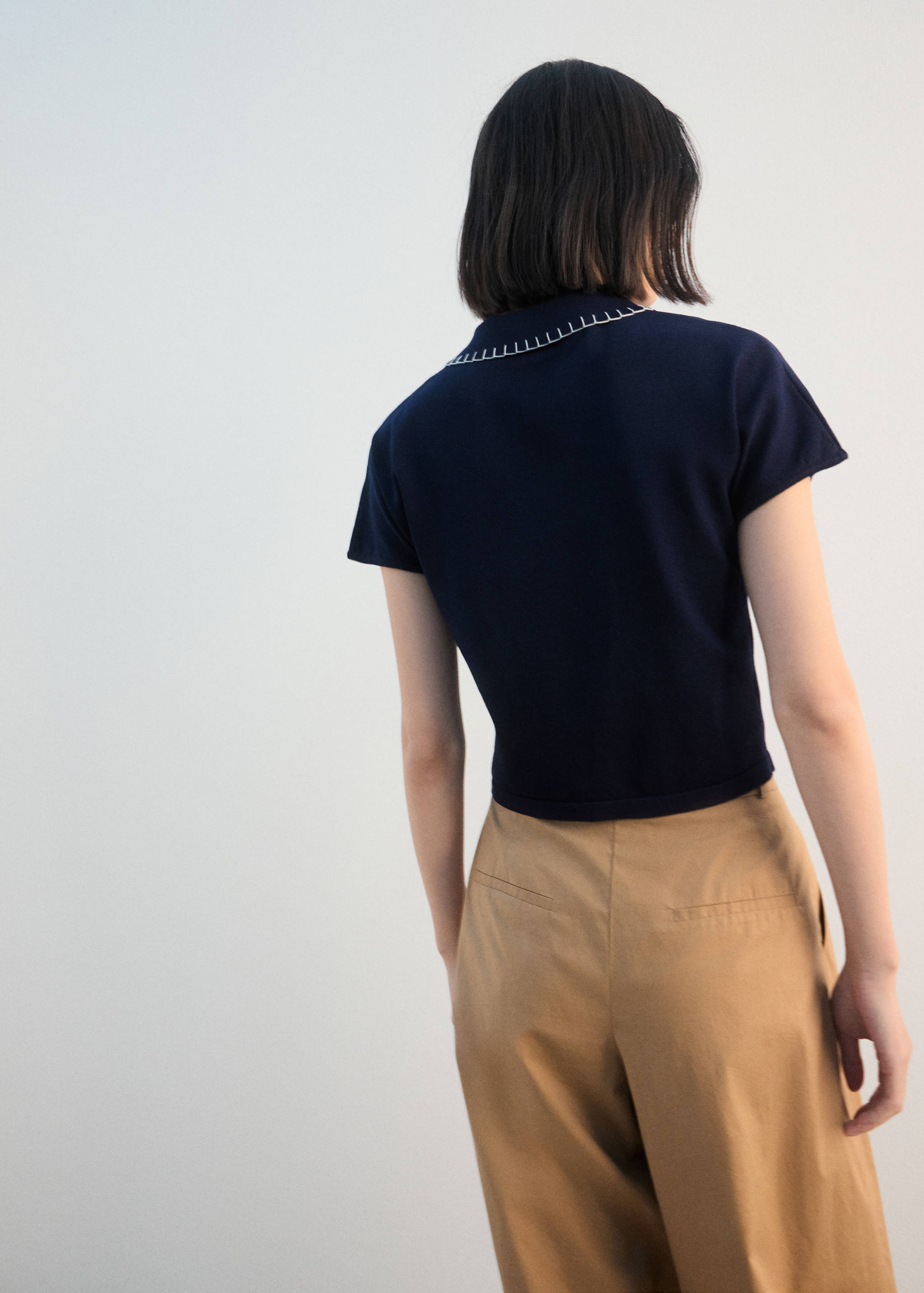 车缝细节Polo领毛衣 - null