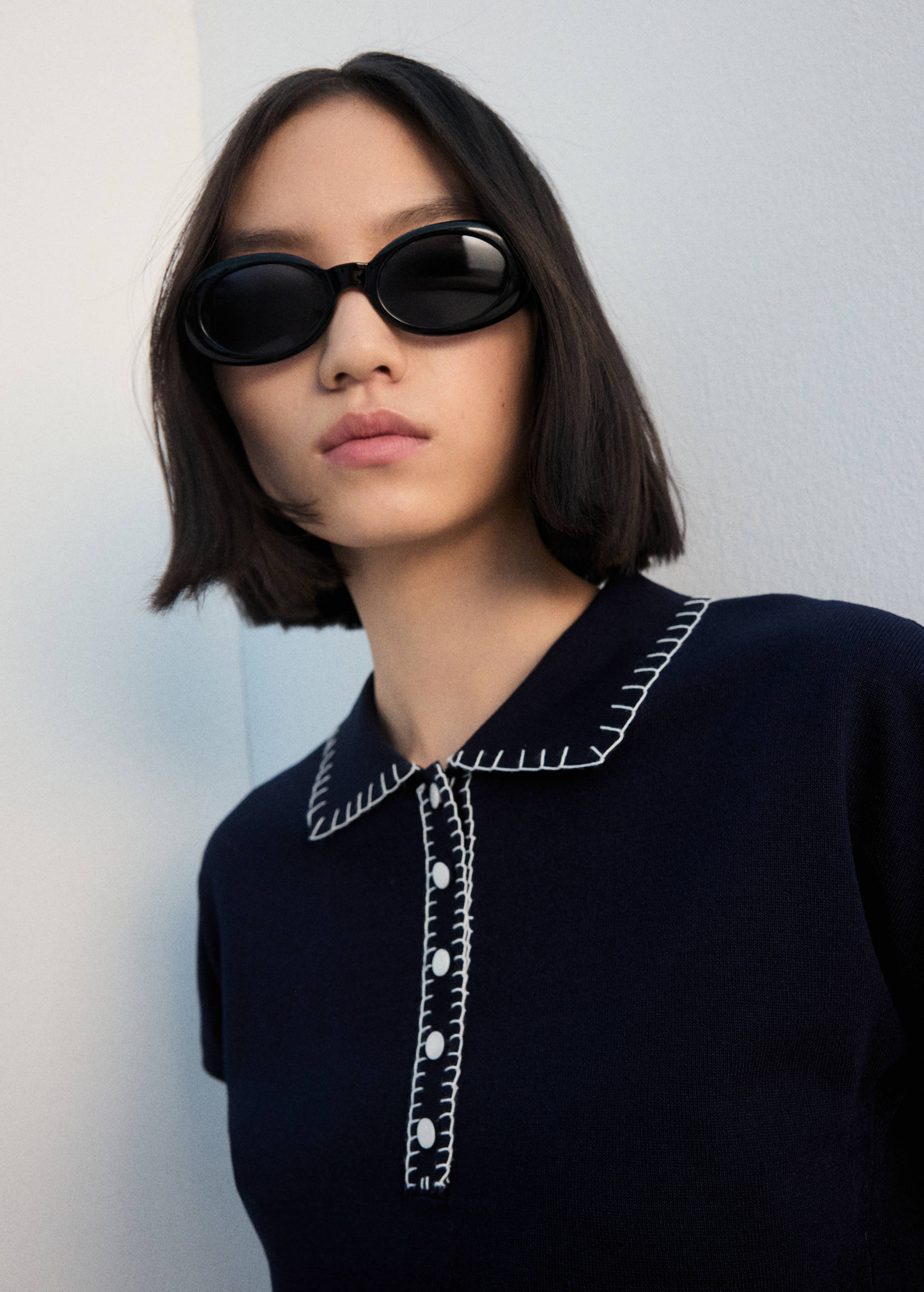 车缝细节Polo领毛衣 - null