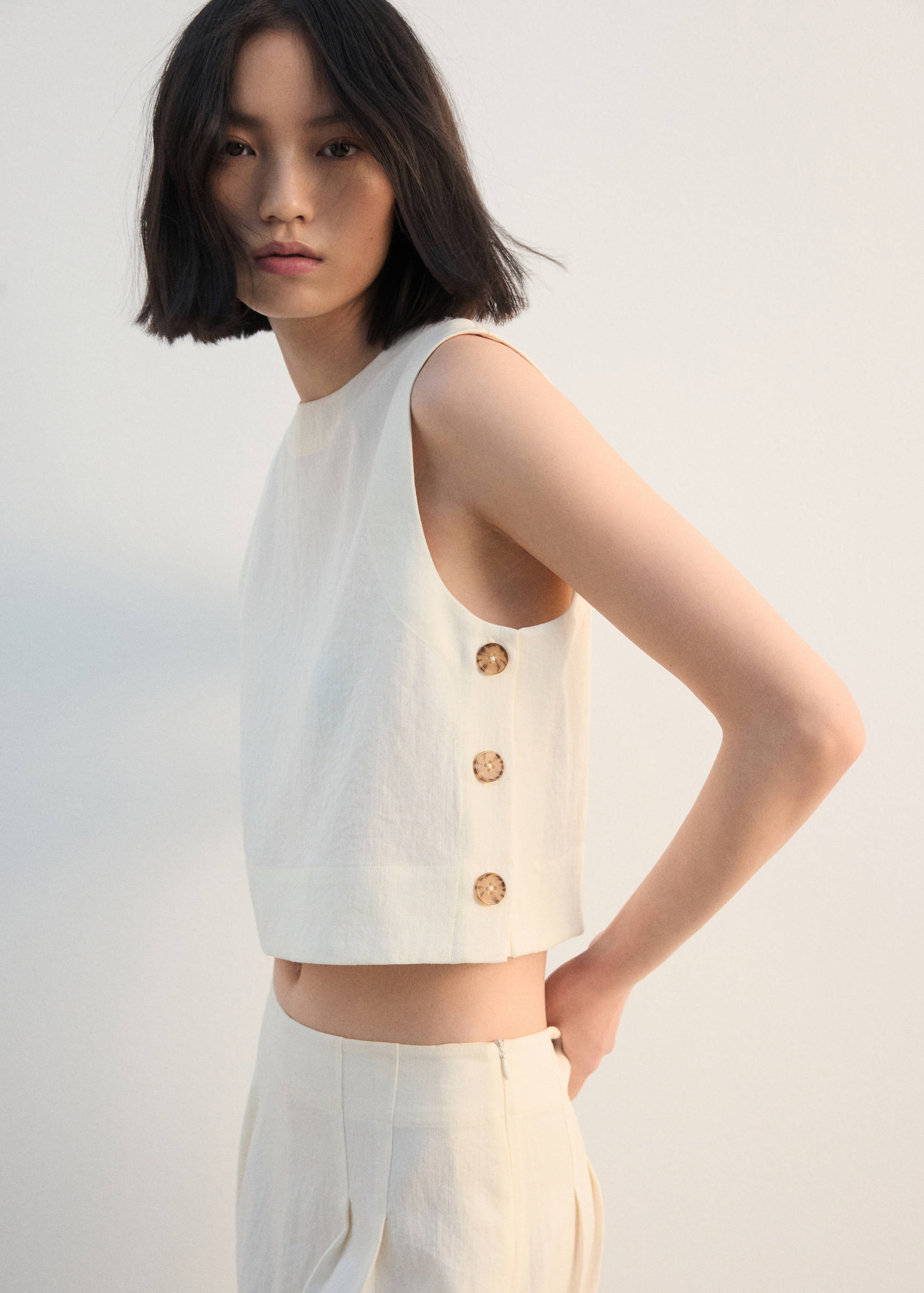 Buttoned crop top - Medium plane